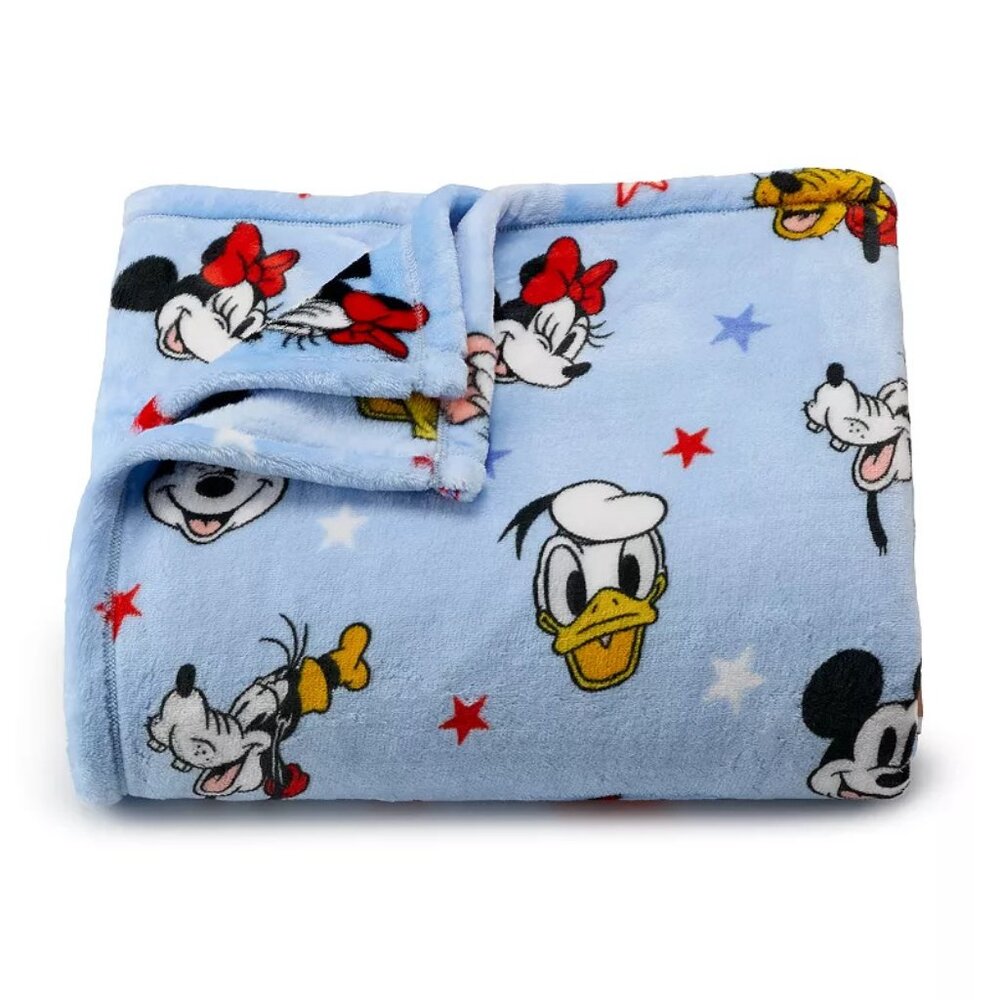 NEW MICKEY MOUSE AMERICANA PLUSH THROW BLANKET PATRIOTIC THE BIG ONE 5 X…